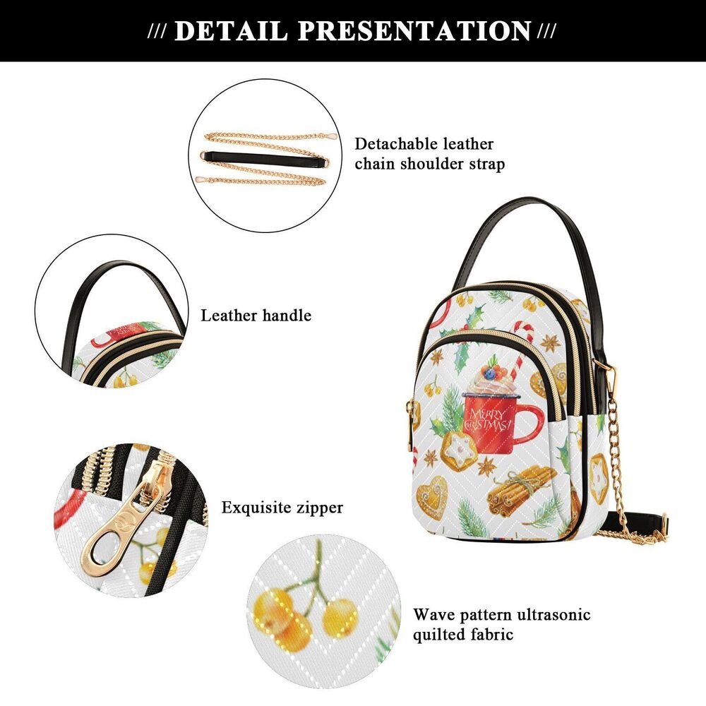 2624 Christmas Cell Phone Purse Winter Festive Gingerbread Crossbody View 6